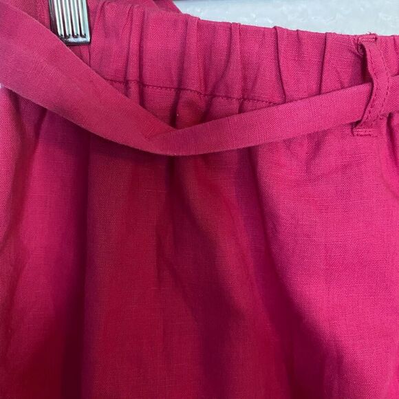 J Crew | Hot Pink Linen/Cotton A Line Skirt with Tie Belt - Picture 10 of 13